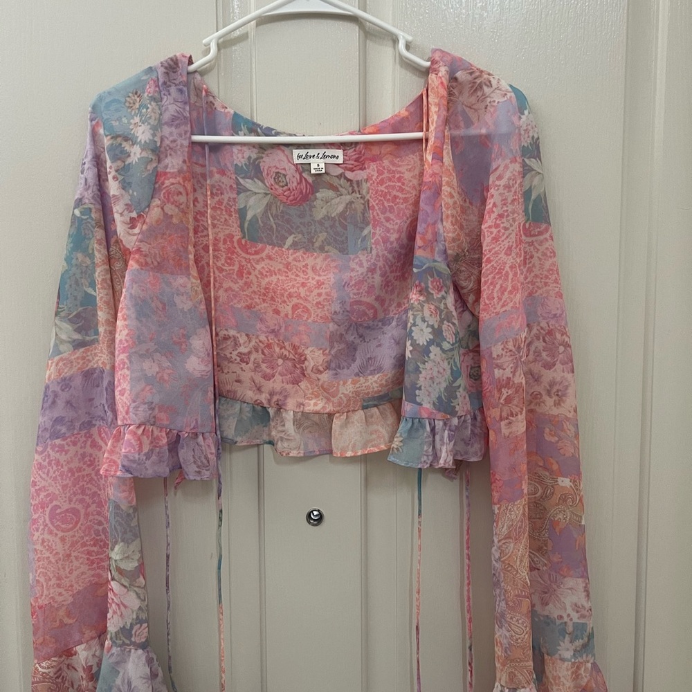 For Love And Lemons Multicolor Sheer Crop Top